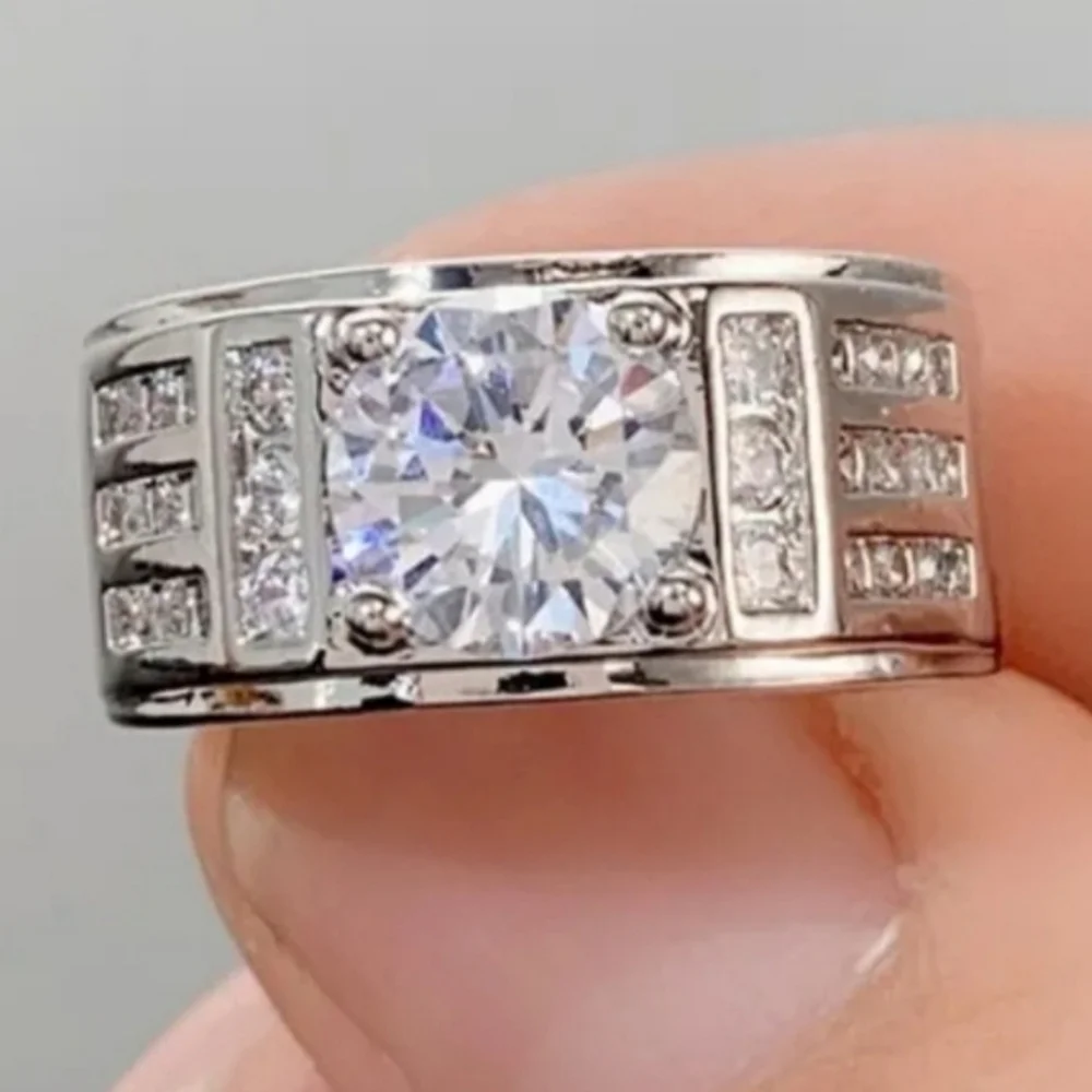 Radiant Silver Crystal Ring